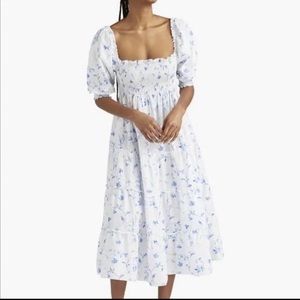 HILL HOUSE Nesli Nap Dress in Blue Botanical